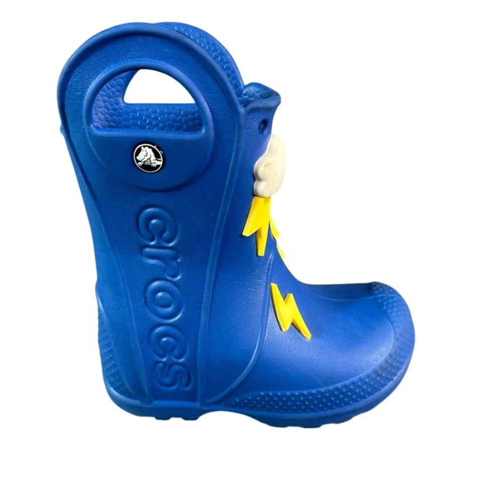 Crocs Kids Handle It Rain Boots Blue Lightning Bolt Cloud Toddler Size C7
